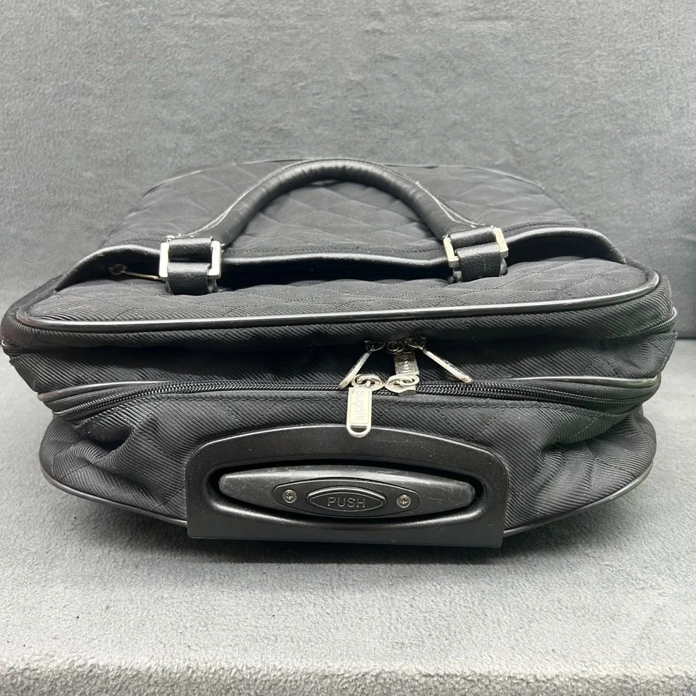 Bugatti Rolling Carry On Briefcase Laptop Travel Quilted Black